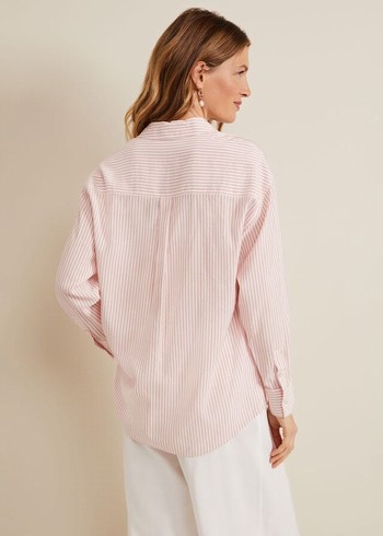 Phase Eight Bernice Stripe Shirts White/Pink USA | 0721438-PX